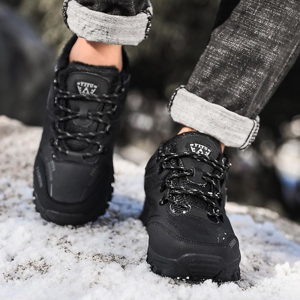 Vinter snösneakers för män Vattentåliga skor Anti-halk Casual Lätta vandringsskor 8527 Black 44