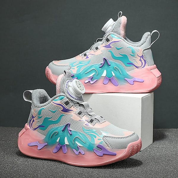 Kids Sneakers Andas löparskor Mode Sportskor YJ963 GrayPink 32