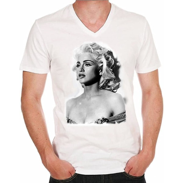 Madonna Concert Tour H: T-shirt för män Picture Celebrity - Vit, Xl M