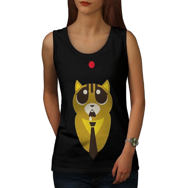 Söt Bedårande Ask Cat Women Blacktank Top | Wellcoda S