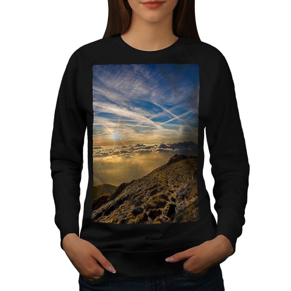 Sky Clouds Summit Nature Women Blacksweatshirt S