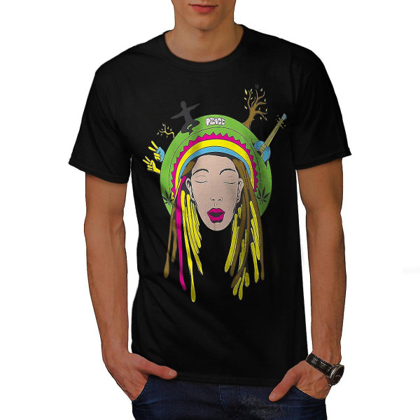 Peace 42 Stoner Rasta Men Blackt-shirt S