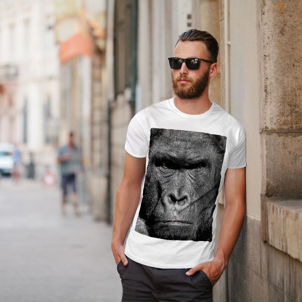 Face Animal Monkey Men Whitet-shirt L