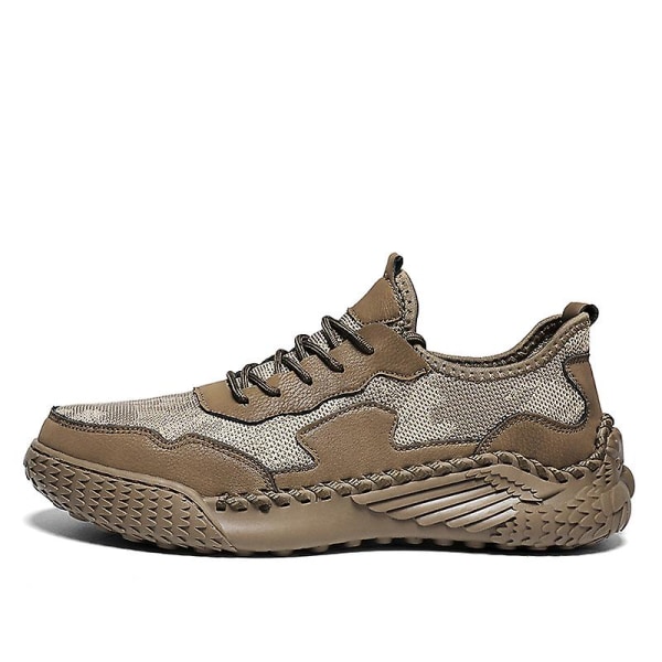 Promenadskor för män Andas Flying Woven Mesh joggingskor Halkfria sneakers 3C9903 Khaki 41