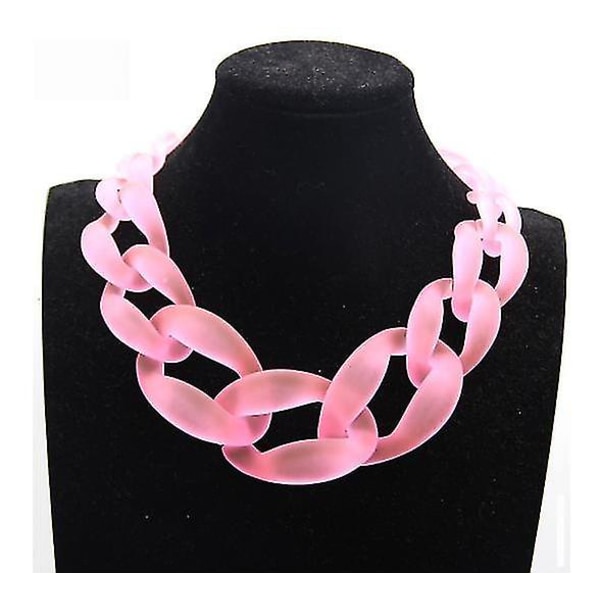 Vintage Resin Lackingone Akrylkrage Chunky Choker Statement Bib Chain Halsbandshängen pink