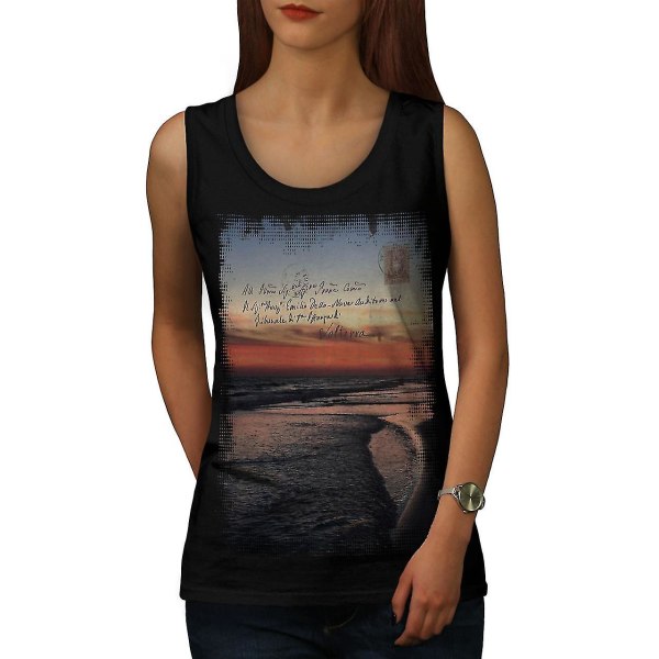 Summer Sunset Sea Women Blacktank Top | Wellcoda L