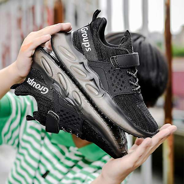 Barn Sneakers Andas löparskor Mode Pojkar Flickor Sportskor 2Ld101 BlackWhite 30