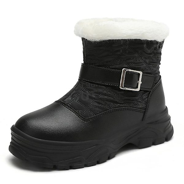 Snöskor för barn Pojkar Flickor Stövlar Varma ankelstövlar Antisladd vinterskor 825 Black 34