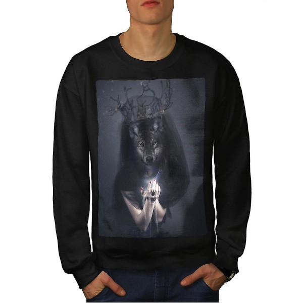 Wolf King Beast Animal Men Blacksweatshirt XL