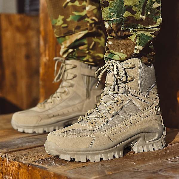 Herr Military Boot Combat Herr Stövlar Tacticalmanskor Arbetssäkerhetsskor B21 Khaki 44