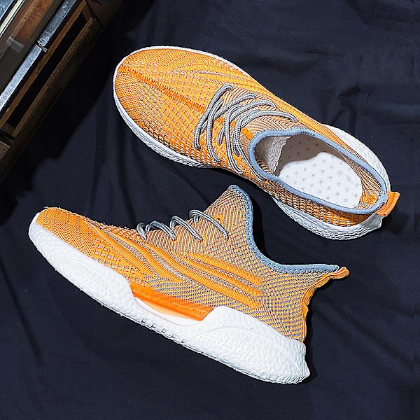 Herrskor Flyknit Sneakers Andas Slip-On löparskor FB2622 Orange 41