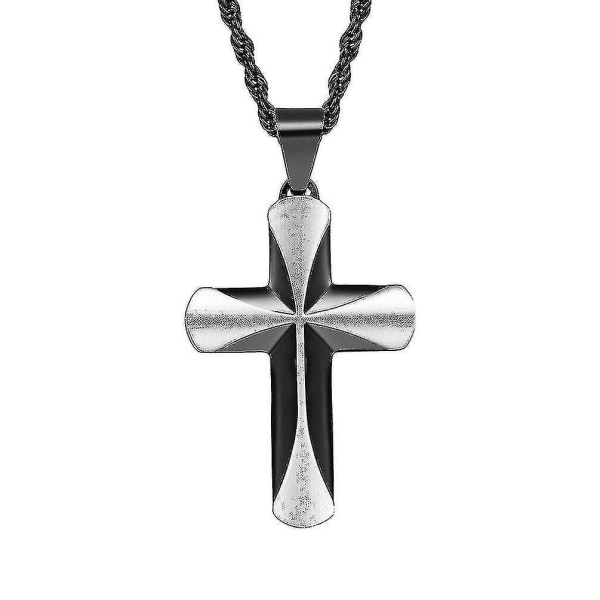 (svart) Religiösa smycken Herr kvinnors rostfritt stål Cross hänge halsband