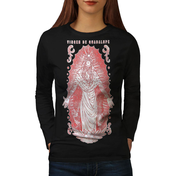 Virgen Guadalupe svart långärmad T-shirt för kvinnor M