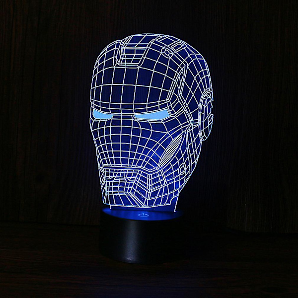 Iron Man Mask 3d Led Nattlampa Barn Sovrum Bordslampa