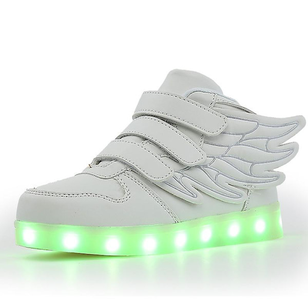 Barnskor Pojkar Led Light Up Skor Pojkar Flickor Sportlöparskor 2L1188 White 34