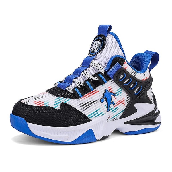 Basketskor för pojkar Mode Halkfria sneakers Sportskor som andas 3B2330 BlackBlue 39