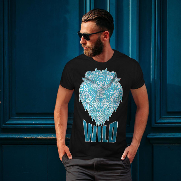 Lion Beast Wild Animal Men Blackt-shirt S