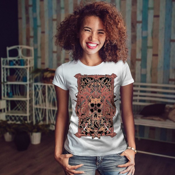Sword Art Metal Skull Whitet-shirt för kvinnor XL