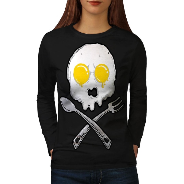 Egg Skull Funy Joke Women Blacklong Sleeve T-shirt XL