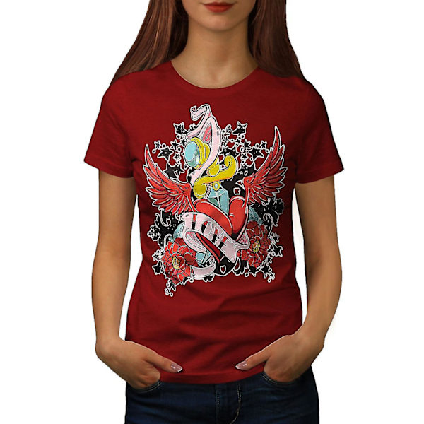 Love Hurts Rose Vintage Women Redt-shirt XL
