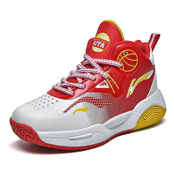 Basketskor för barn Mode Halkfria sneakers Sportskor som andas 2210 WhiteRed 35