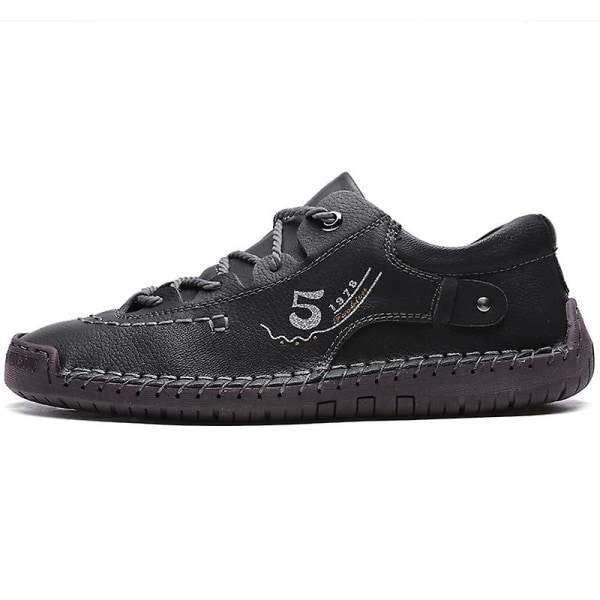 Herrskor Mode Läderskor Handsydda Casual Shoes 9931 Black 41