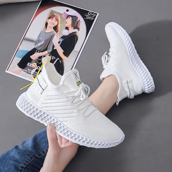 Dampromenadskor Andas Flying Woven Mesh joggingskor Halkfria sneakers 3Cc999 White 37