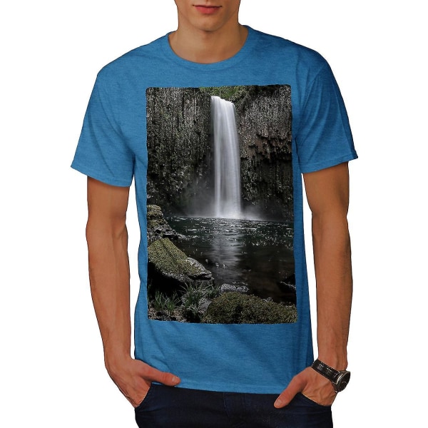Waterfall Photo Nature Men Royal Bluet-shirt S
