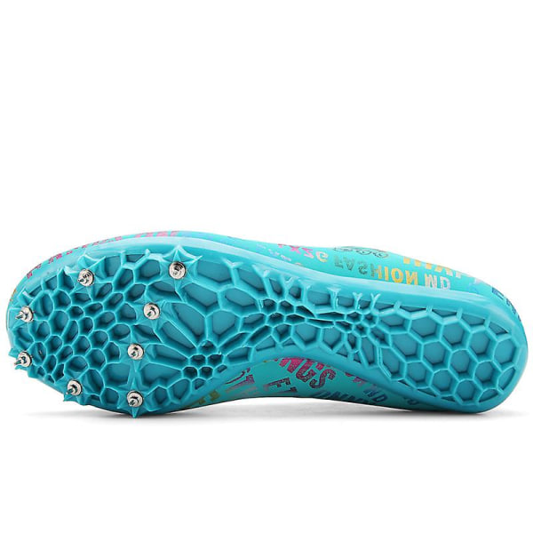 Friidrottsskor för män Spikes Track Race Hoppande Sneakers Professionell löpning Nail Spikes Skor 3C519 Cyan 35