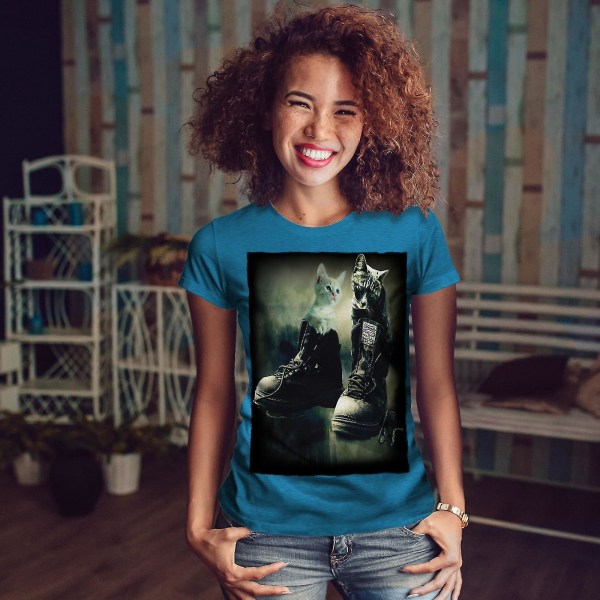 Katt i skor Söt katt Kunglig T-shirt för kvinnor XL