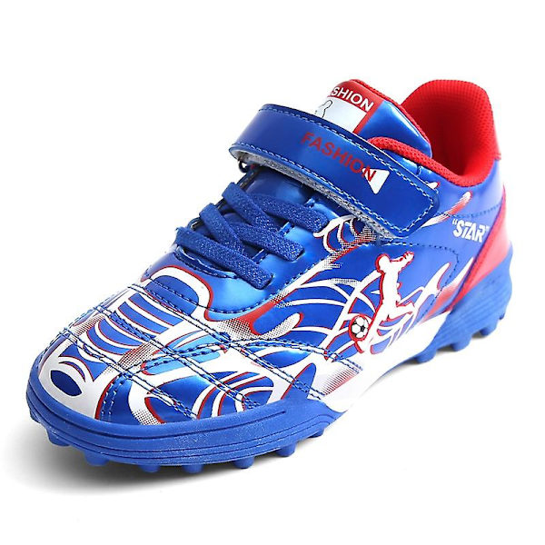 Fotbollsskor för pojkar Halkfria fotbollsskor Klossar Gräs Fotbollssneakers Yj2259 Blue 38