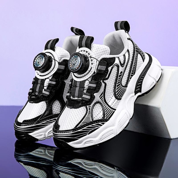 Sneakers som andas löparskor Mode Pojkar Flickor Sportskor 3Ab2303 BlackWhite 30