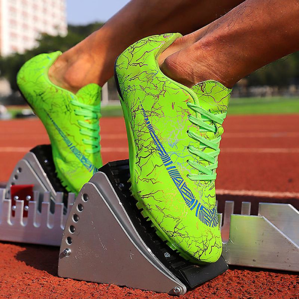 Friidrottsskor för män Spikes Track Race Hoppande Sneakers Professionell löpning Nail Spikes Skor Hj259 Green 42