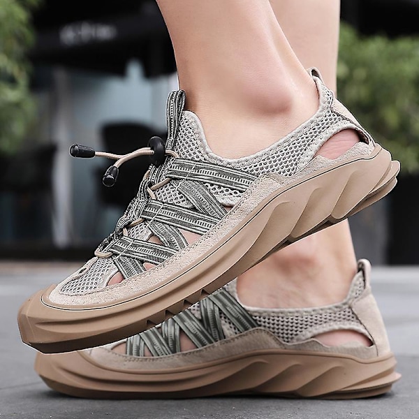 Herrsandaler Casual Andas Mesh Skor Strandskor 923 Khaki 39