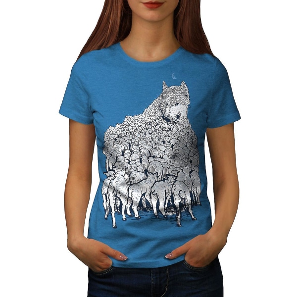 Wolf Sheep Herd Animal Women Royal Bluet-shirt S