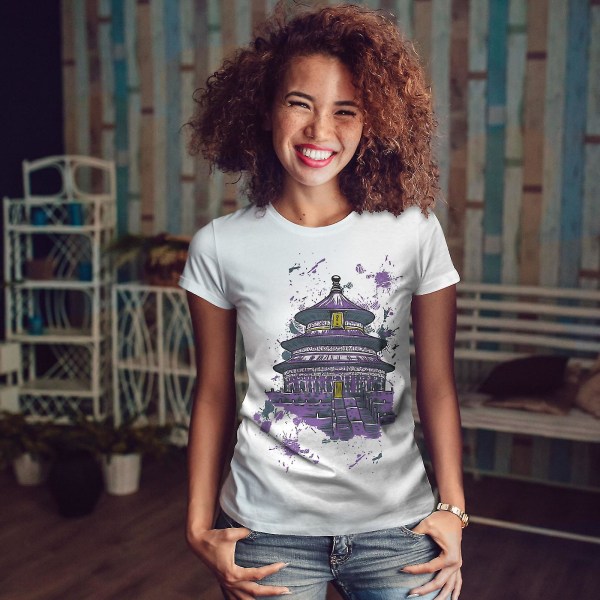 Chaina Art Temple Whitet-shirt för kvinnor S