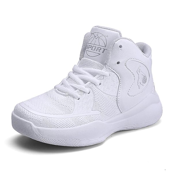 Barnbasketskor Mode Halkfria sneakers Sportskor som andas 2C008 White 33