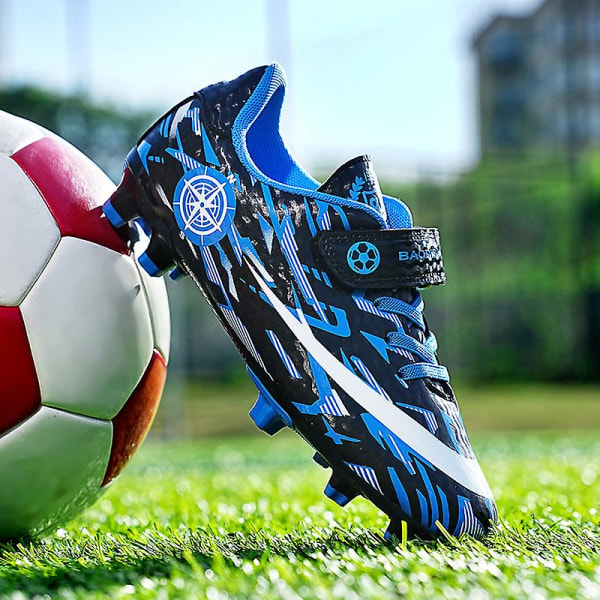 Barn Ungdom Gräs Fotbollsskor Skor Fotboll inomhus Fritidssport casual X1577A BlackBlue 32