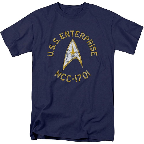 Blå nödställd USS Enterprise Star Trek T-shirt S