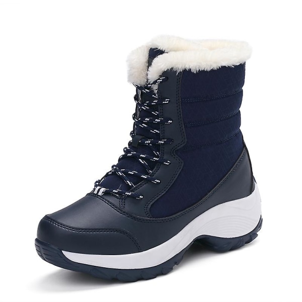 Dam Vinterstövlar Snow Boot Plysch Varma Skor Vattentät Boot 1617 DarkBlue 39