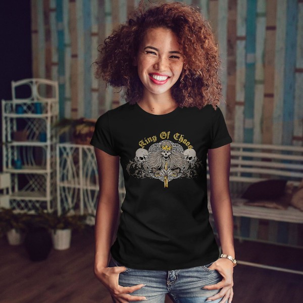 Chaos King Death Skull Women Blackt-shirt M