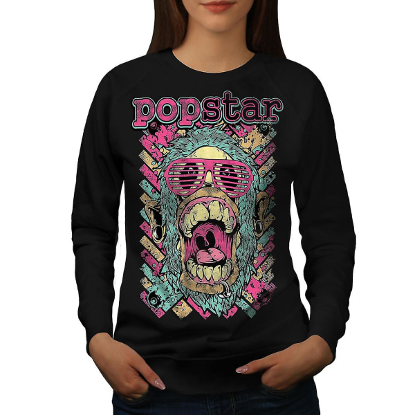 Popstar Funky Fashion Women Blacksweatshirt | Wellcoda L