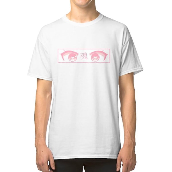 Heart Eyes Pink- Ledsen japansk anime estetisk T-shirt S