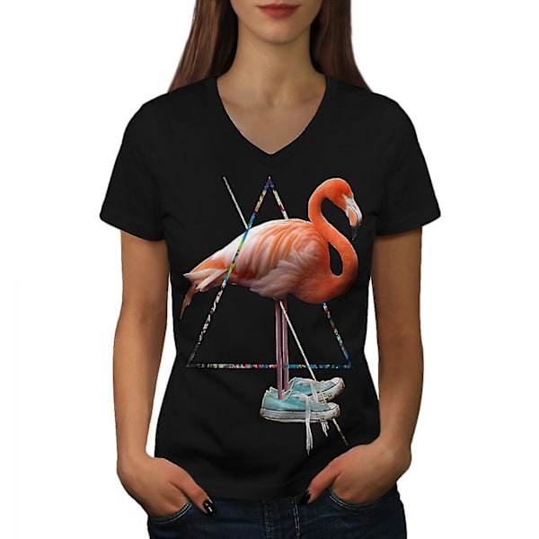 Flamingo Bird Shoe T-shirt för kvinnor L