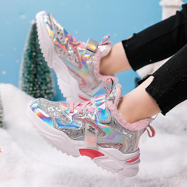 Snösneakers för barn Andas löparskor Mode tjejer Sportskor D2112 Silver 34