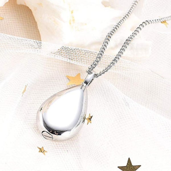 2x silver rostfritt stål vattendroppe urn hänge för kremering smycken halsband