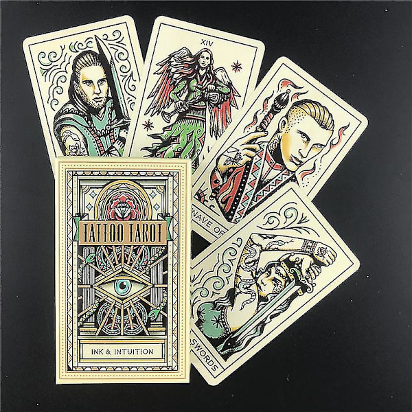 Tatuering Tarot Brädspel Underhållning Kreativt spådomsspelkort med fullständig engelsk pdf-guidebok för barn Vuxen50st Ts20