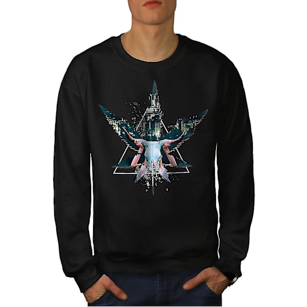 Skull Canabis Leaf Men Blacksweatshirt M