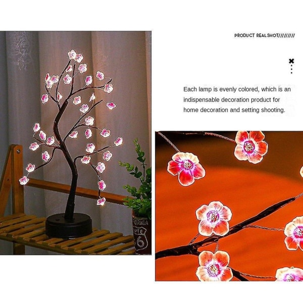 Trädlampa Led Varmt Ljus Cherry Blossom Koppar Trädlampa Liten Bordslampa Dekorativ Lampa