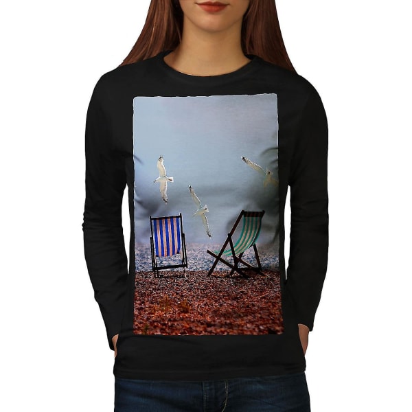 Flock Sea Photo Women Blacklong Sleeve T-shirt XXL